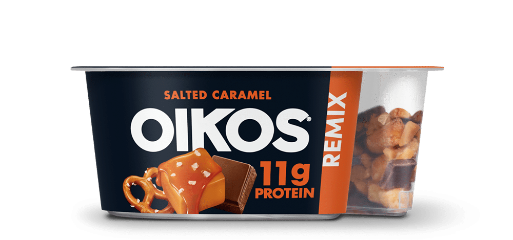 Oikos® Remix Salted Caramel Flavored Nonfat Greek Yogurt with Mix-ins
