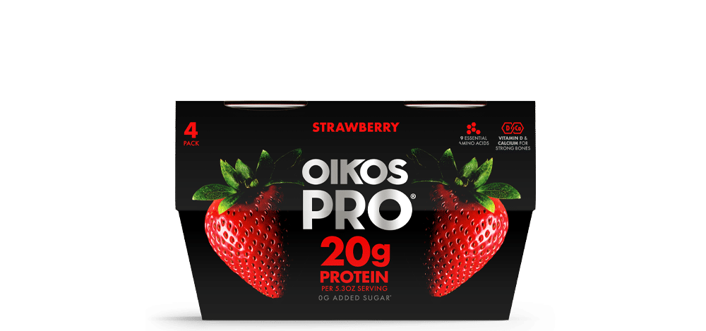 Strawberry Oikos PRO High Protein Yogurt Cultured Ultra Filtered Milk