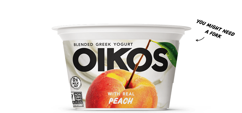 Peach Oikos Blended Greek Nonfat Yogurt