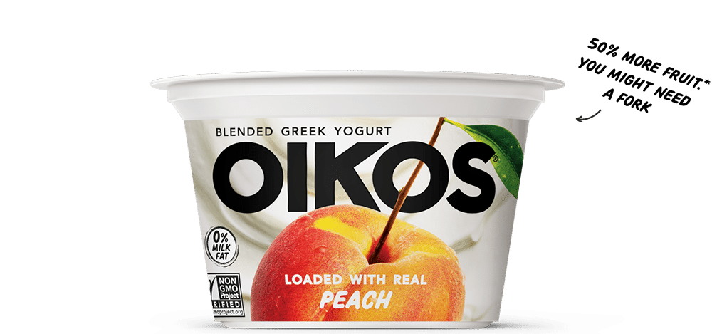Peach Oikos Blended Greek Nonfat Yogurt