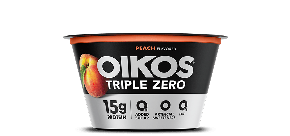 Peach Oikos Triple Zero High Protein Nonfat Greek Yogurt