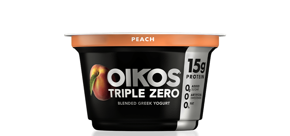 Peach Oikos Triple Zero High Protein Nonfat Greek Yogurt