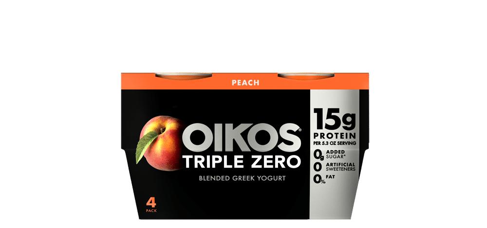 Peach Oikos Triple Zero High Protein Nonfat Greek Yogurt Multipack