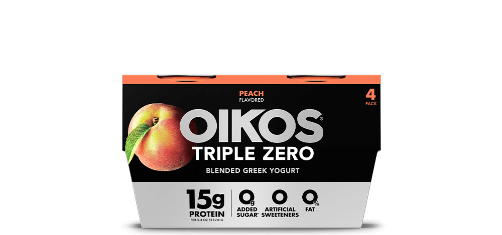 Peach Oikos Triple Zero High Protein Nonfat Greek Yogurt Multipack