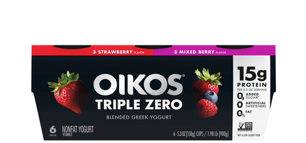 Strawberry & Mixed Berry Oikos Triple Zero High Protein Nonfat Greek Yogurt Multipack