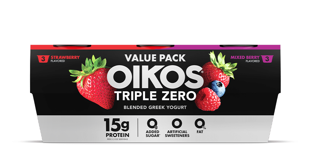 Strawberry & Mixed Berry Oikos Triple Zero High Protein Nonfat Greek Yogurt Multipack